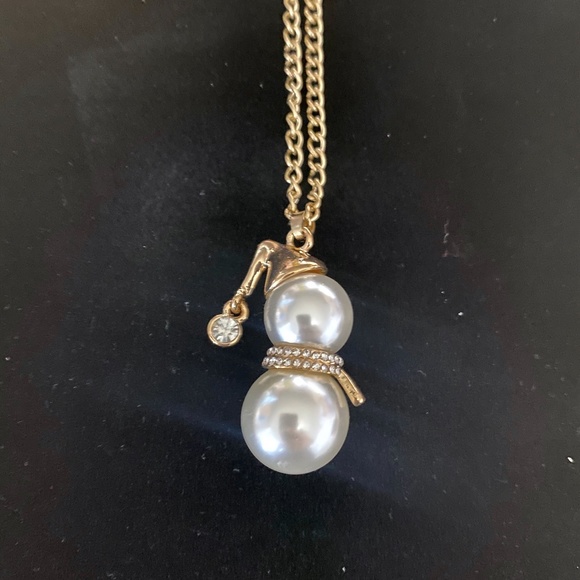 Snowman Gold Tone & Clear Crystals Necklace - Picture 3 of 6